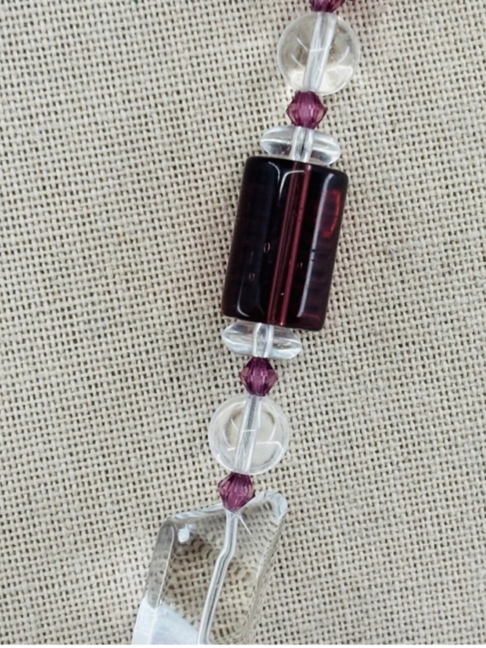 Purple Agate, Carnelian and Glass Boho Necklace - Picture 6 of 11